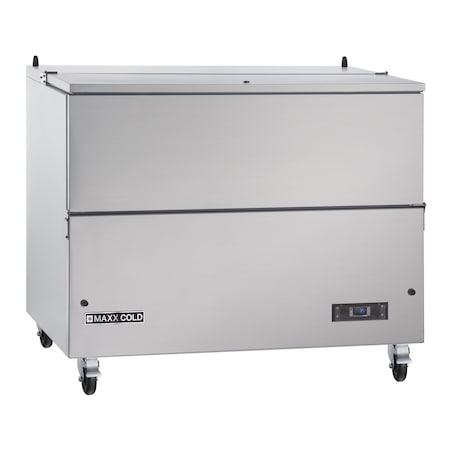 Maxx Cold Milk Cooler, 49 in.W, Stores up to 12 13 in. Milk Crates, in Stainless Steel MXMC49HC